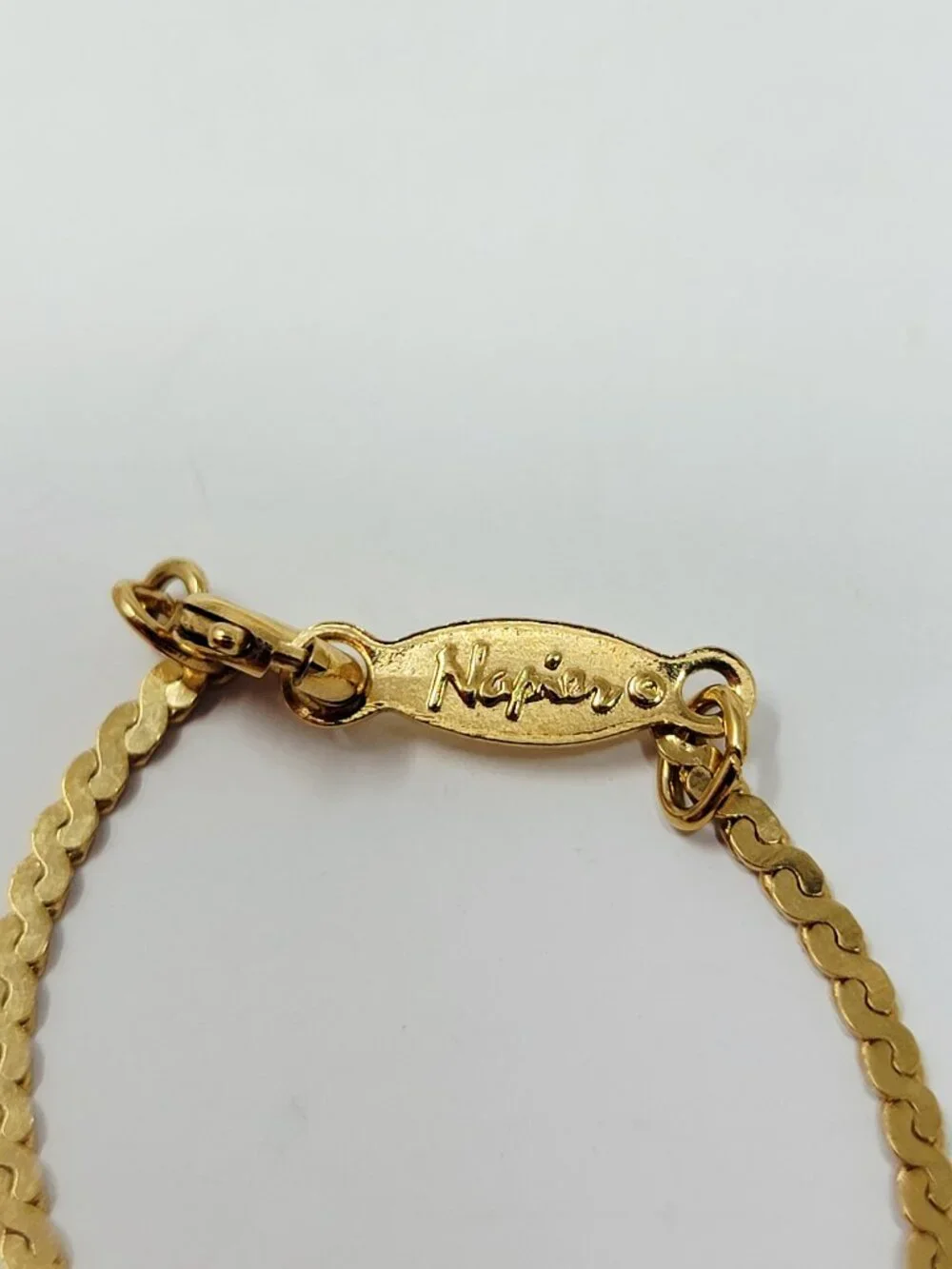 Vintage Napier Gold Tone Amethyst Glass Station Necklace - Picture 3 of 4